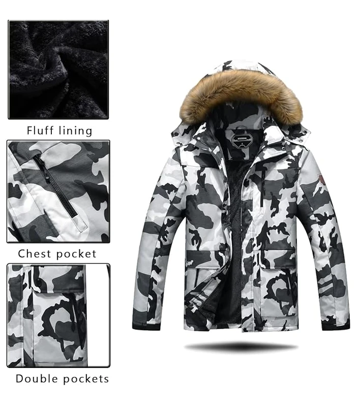 MOERDENG Men's Winter Snow Coat